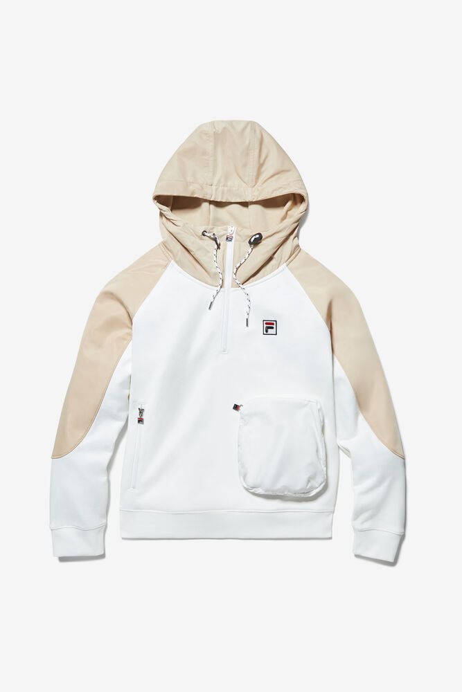 Fila Hoodie Mens White Milano 1/2 Zip - Ireland 87321-CMGK